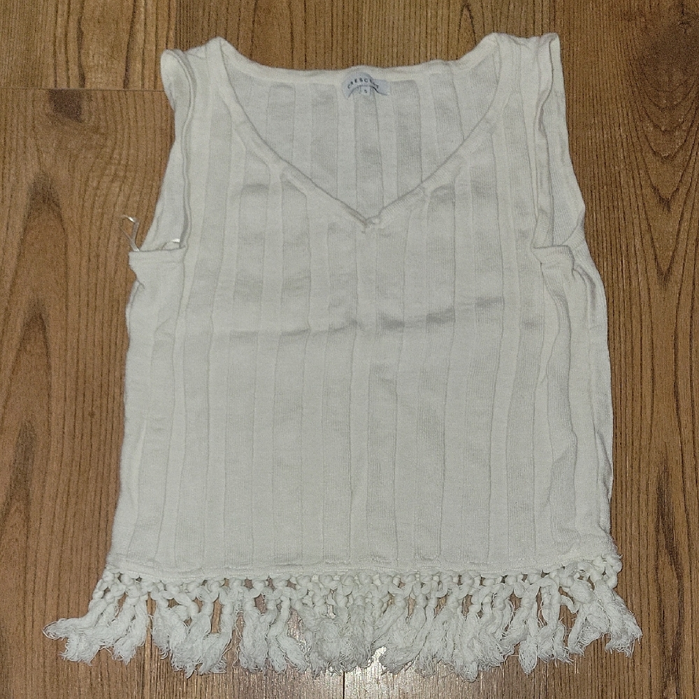 Crescent Cream Fringe Tank Top